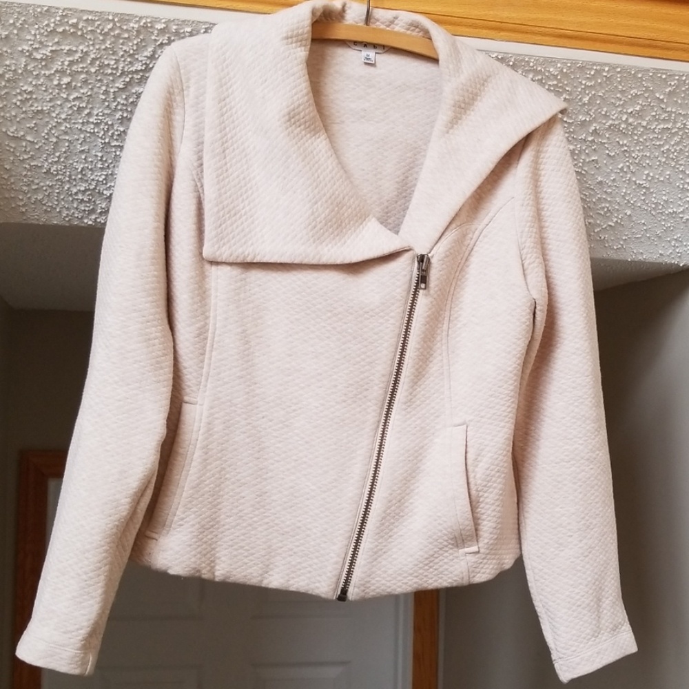 CAbi moto jacket coat quilted asymmetrical zip